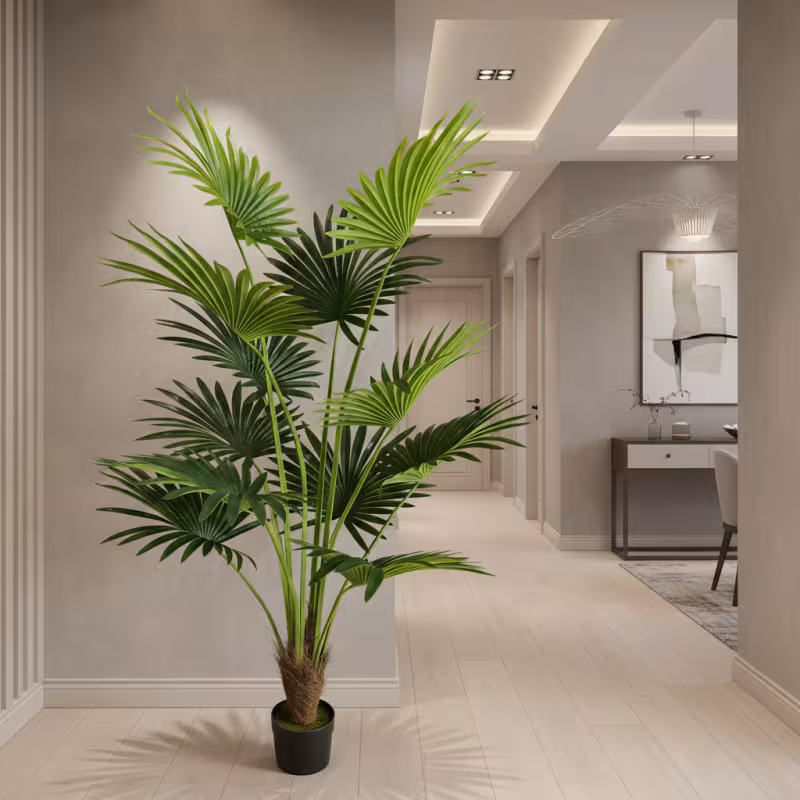 Previzualizare 2: Planta Artificiala Tip Palmier Livistona Evantai, 12 frunze, 180 cm, Verde