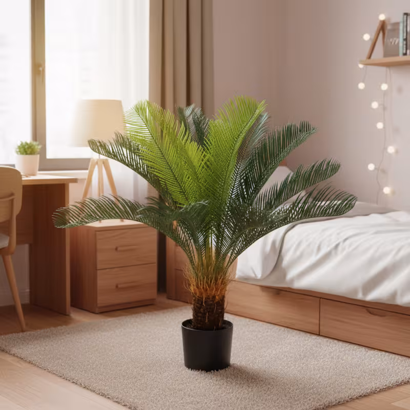 Previzualizare 2: Planta Artificiala Copac Tip Palmier, 24 frunze, 85 cm, Verde, cu Ghiveci
