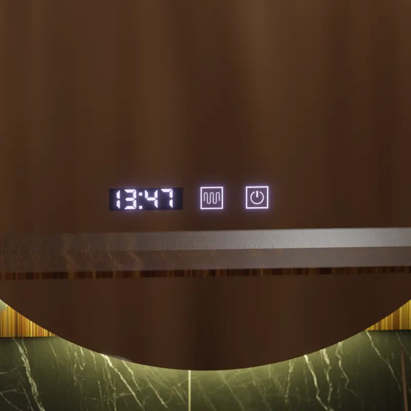 Previzualizare 2: Oglinda LED Touch Alfred Sistem Dezaburire, Ceas si Temperatura 60x60 cm Cu Suport Integrat