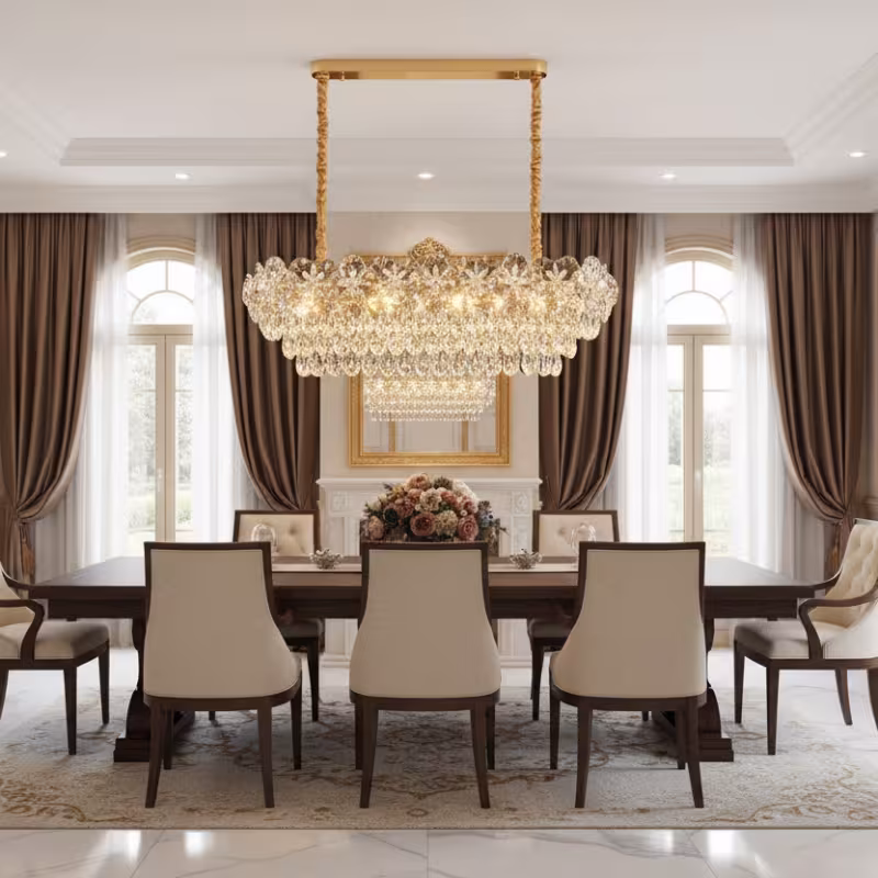 Previzualizare 3: Candelabru Cristal JARDIN Supremo 12xE14, Dimensiune 100x35 cm, Inaltime 35 cm, Auriu Lucios, Inaltime Reglabila, Design Elegant