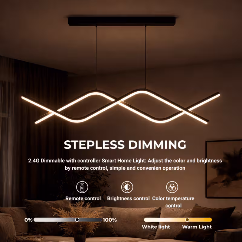 Previzualizare 4: Lustra LED suspendata cu telecomanda ZIGZAG 27W, lumina Rece/Calda/Neutra, Dimabila, Negru, Inaltime Reglabila