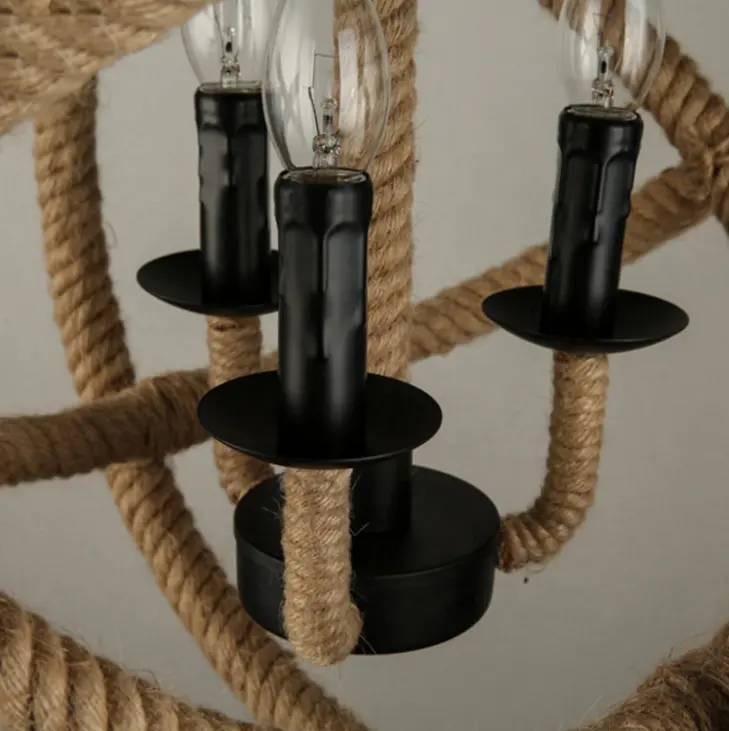 Previzualizare 3: Lustra Vintage LV585/4BK, 4xE14, Rustic Barn, Sfoara si Metal, 30cm, Negru