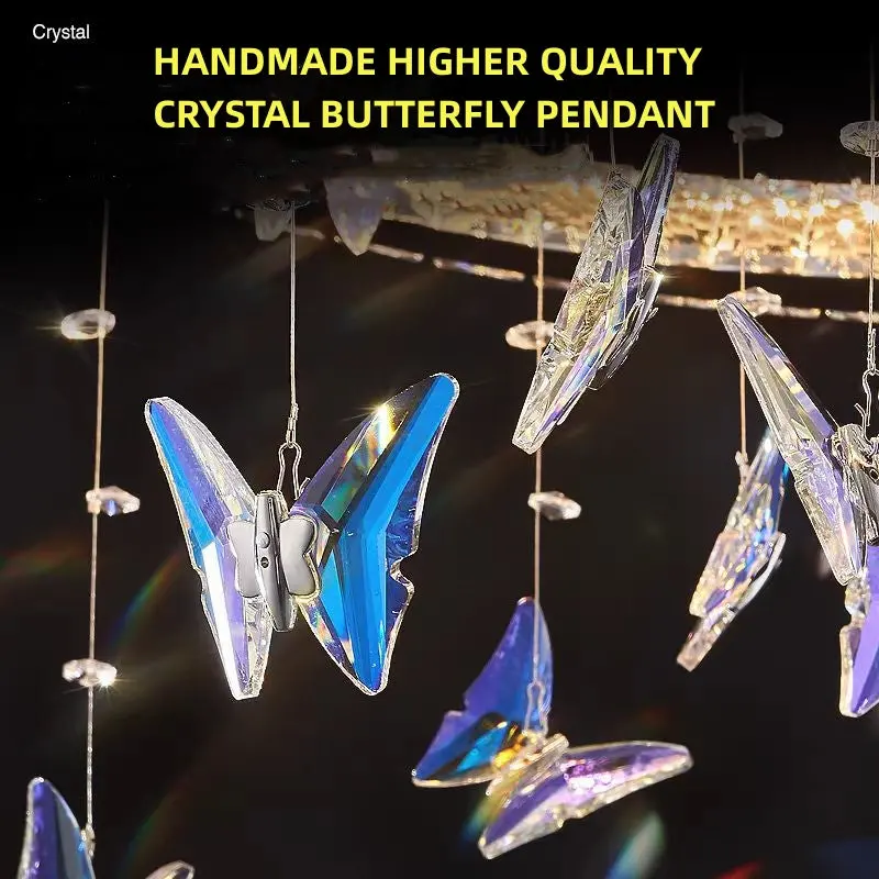 Previzualizare 2: Lustra LED suspendata cu telecomanda si cristal 36W, 2 Cercuri, lumina Rece/Calda/Neutra, Dimabila, Crom Lucios, Inaltime Reglabila