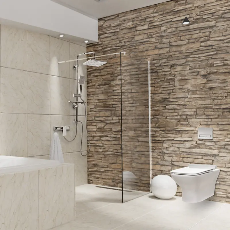 Paravan dus Walk-In 100x195 cm, sticla securizata 8 mm, transparenta, profil metalic rezistent