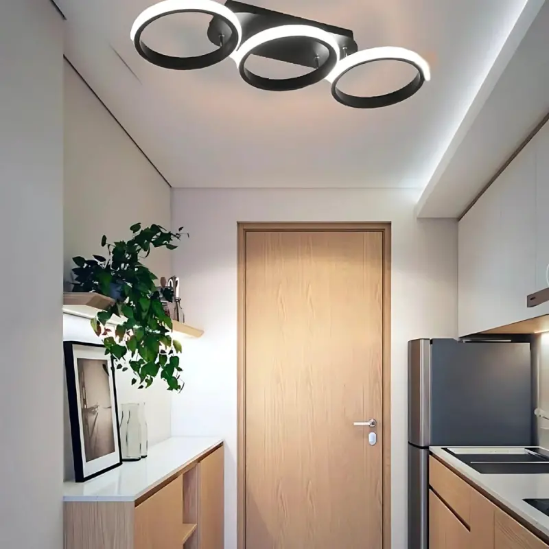 Lustra LED ELIO 24W, 3 Cercuri, Liniara, lumina Rece/Calda/Neutra, Negru