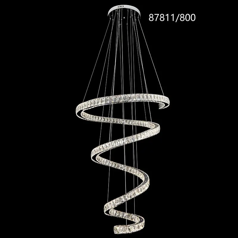 Candelabru LED cu Telecomanda TWIST, Diametru 80 cm, Inaltime 150 cm, Lumina Rece/Neutra/Calda, Dimabila, Crom, Cristal, Otel