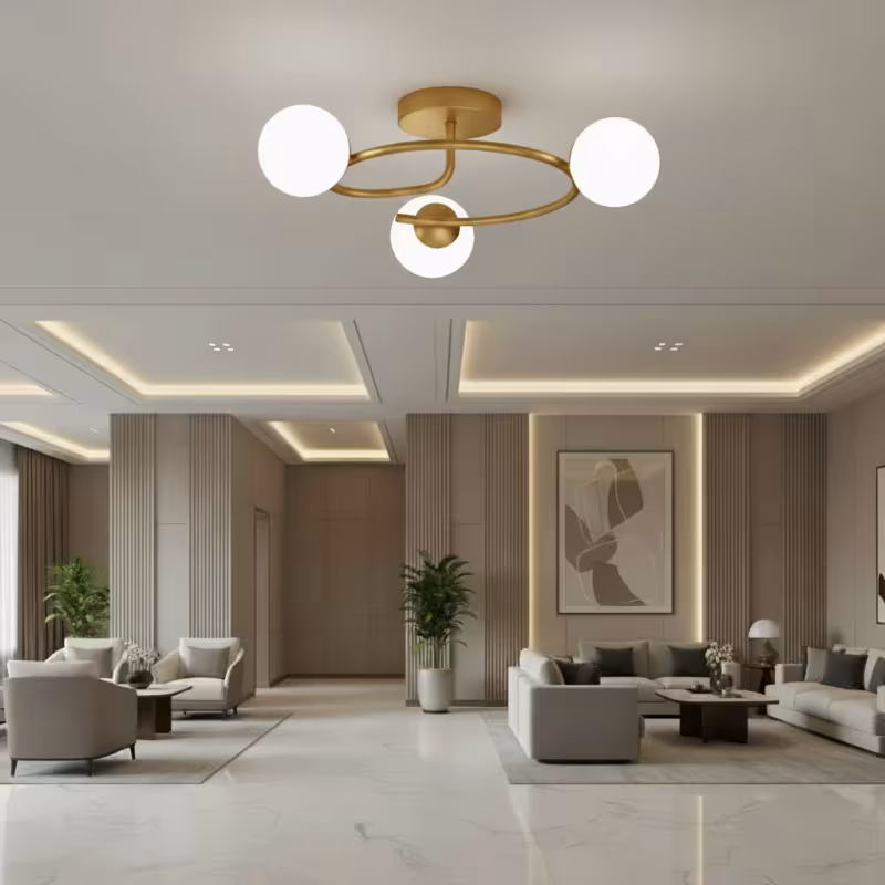 Previzualizare 4: Lustra LED si cristal ORBIT, 66cm, 3xE27, Globuri, Auriu