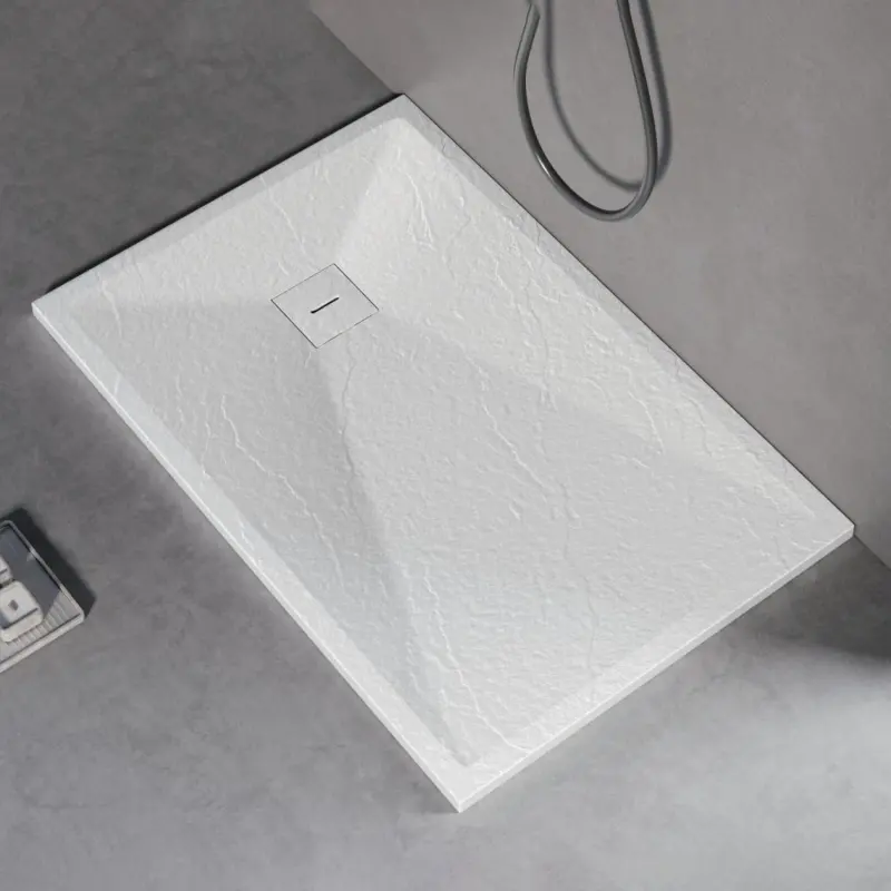 Cadita de dus dreptunghiulara 80x100 cm, slim 3 cm, alb lucios