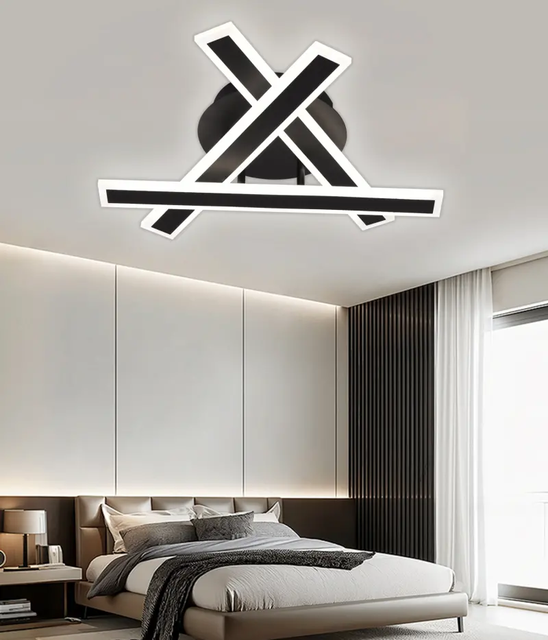 Lustra LED cu Telecomanda ZYRON Nobile, 62W, 40x5.5x10,Lumina Rece/Calda/Neutra, Dimabila, Negru, Metal, Plexiglas