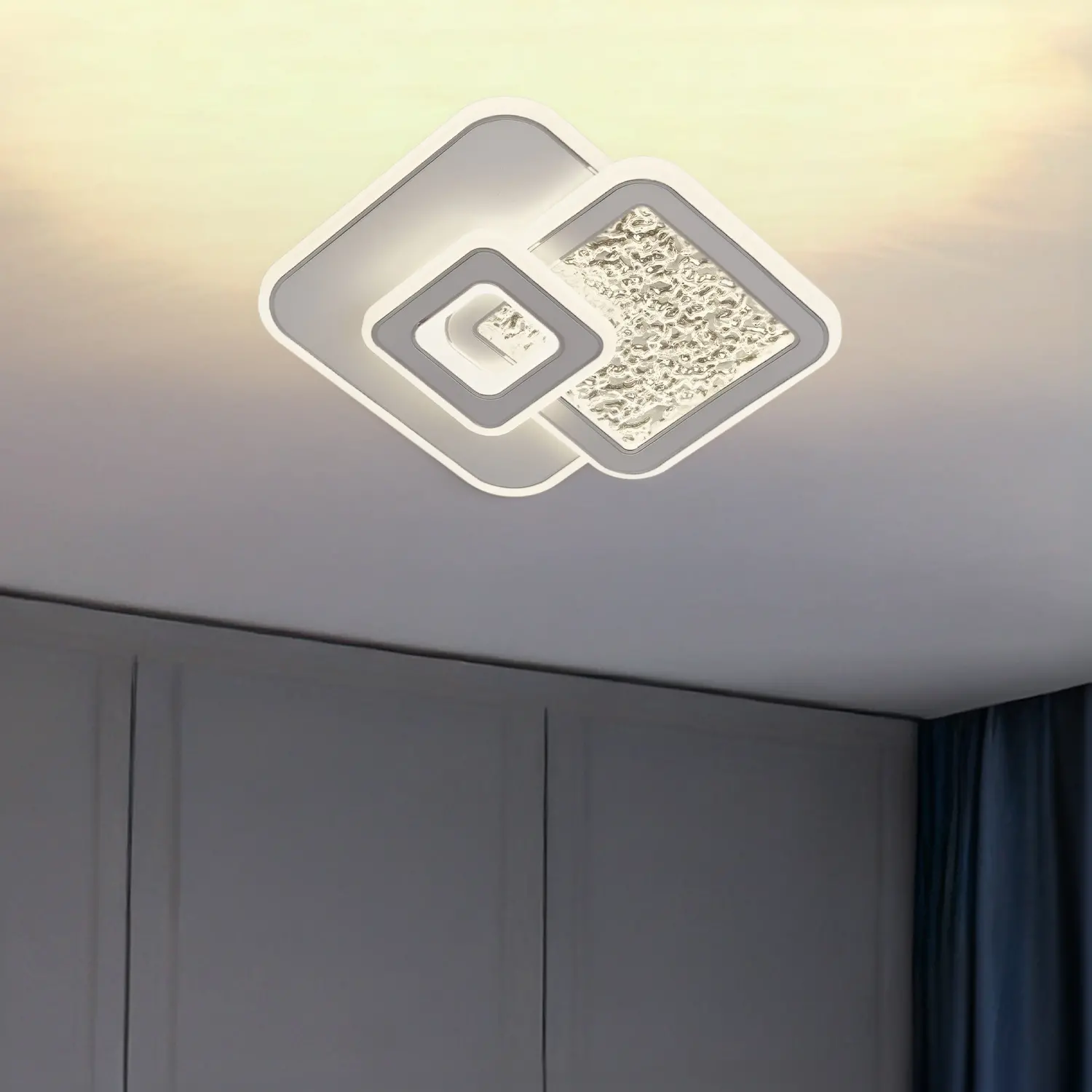 Lustra LED KOMPACTO 56W, 3 Patrate, lumina Rece/Calda/Neutra, Alb