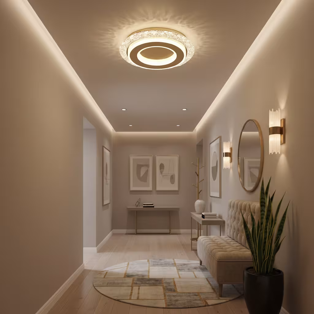 Lustra LED AGOL Petito, 29W, Diametru 20cm, Lumina Calda/Neutra/Rece, Auriu, Metal si Acril