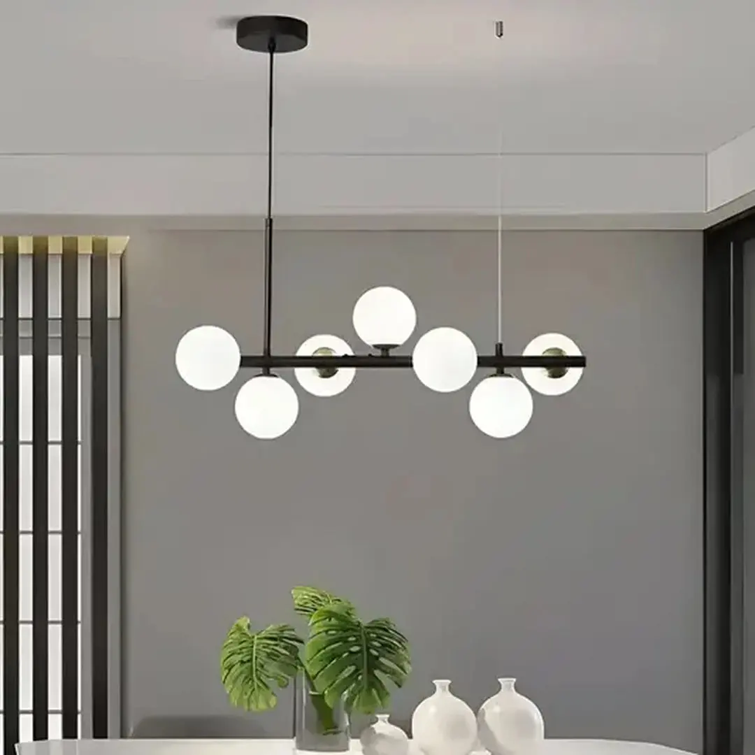 Lustra cu bec moderna LOFT Pavilion, 7x G9, Negru, Metal, Inaltime Reglabila