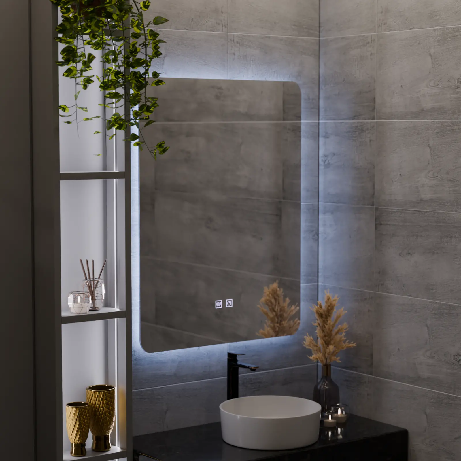 Oglinda LED Dreptunghiulara ARTEA Touch, 60X80cm, Sistem Dezaburire, Dimabila, Lumina Rece 6000K