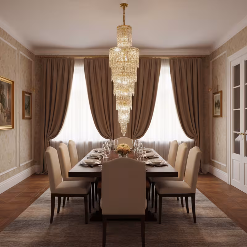 Previzualizare 3: Candelabru Cristal FALL 27xE14, D60 cm, Auriu, Metal si Cristal