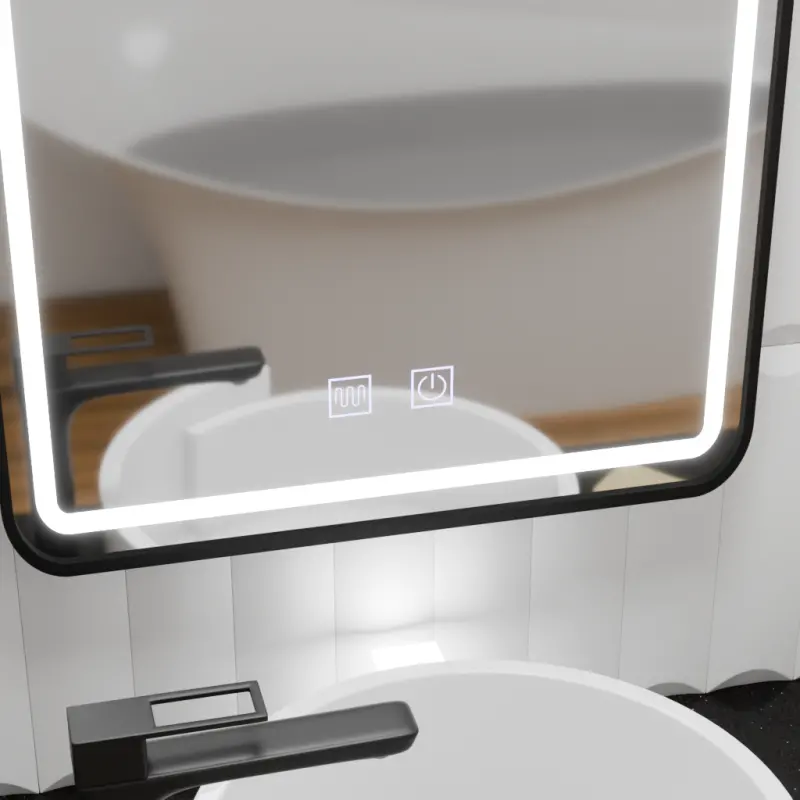 Previzualizare 4: Oglinda LED Rectangulara, 60x80cm, EDGE Touch, Sistem Dezaburire, Rama Neagra