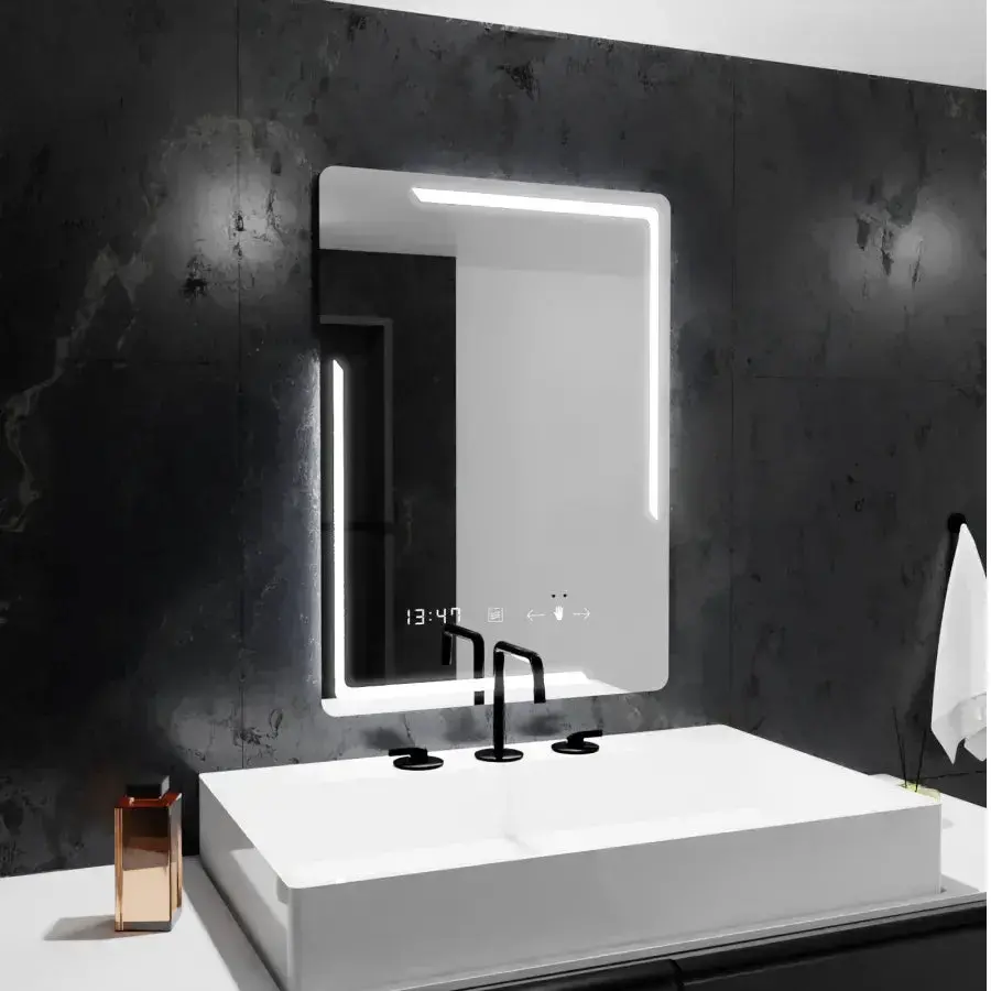 Oglinda LED Rectangulara, 60x80cm, Rayonnement MotionGlow Marcello, Sistem Dezaburire, Ceas & Termometru, Dimabila