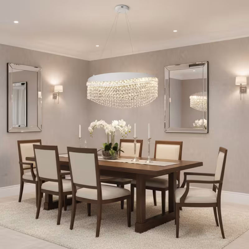 Previzualizare 3: Candelabru Cristal VOLNA Eleganza, 102W, D50cm, Lumina Calda/Neutra/Rece, Alb, Metal si Cristal