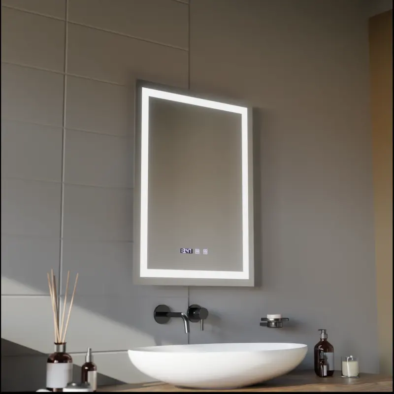 Previzualizare 4: Oglinda LED Touch MODENA Sistem Dezaburire, Ceas si Temperatura 60x80 cm