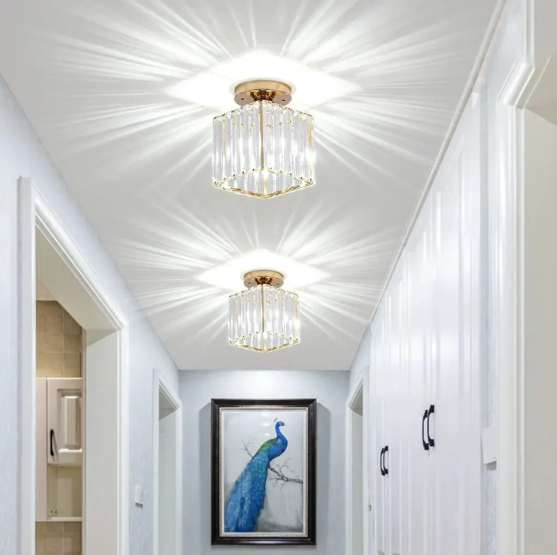 Lustra Georgiana LC111GD, 1xE27, Diametru 12 cm, Inaltime 17 cm, IP20, Auriu, Cristal, Metal, Becuri Neincluse