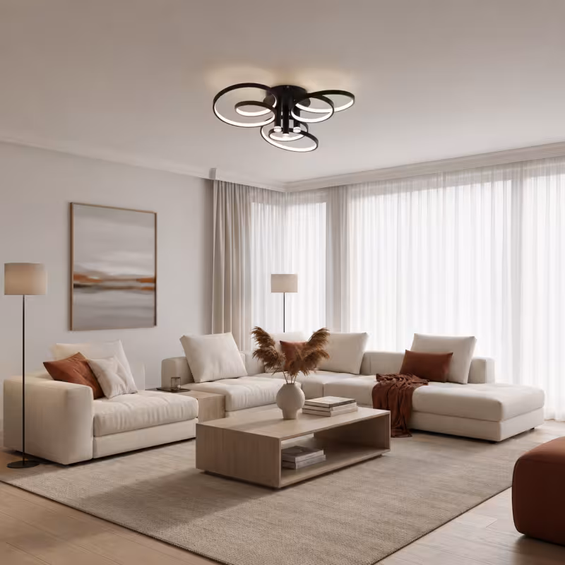 Previzualizare 2: Lustra LED cu telecomanda ORMS Magno, 3000K/4000K/6000K, 146W, Metal si Plastic, Negru