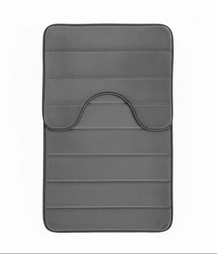 Covorase de Baie, 80x50 cm / 50x40 cm, Gri, Antiderapant, Absorbant, Set 2 bucati