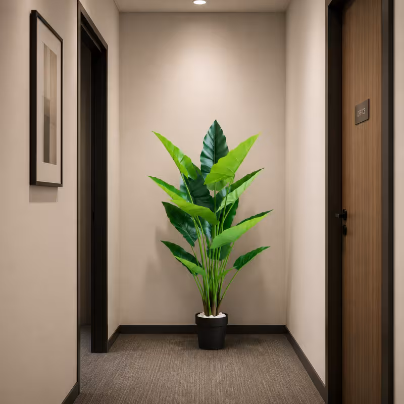 Previzualizare 2: Planta Artificiala Tip Alocasia, 12 frunze, 150 cm, Verde