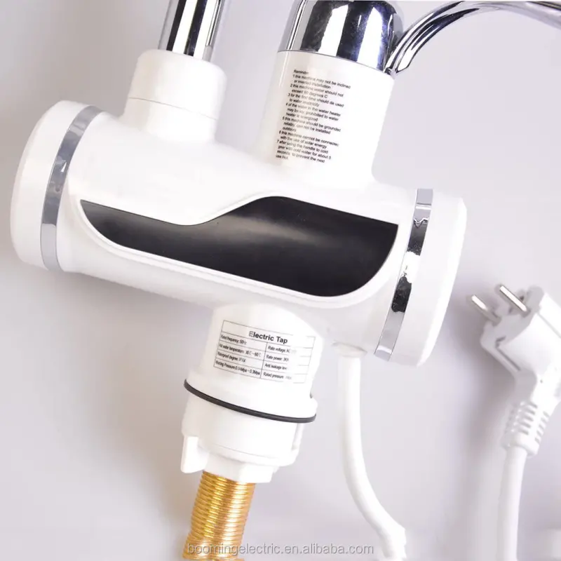 Previzualizare 2: Robinet Electric cu Incalzire Instantanee a Apei, Afisaj Temperatura LED, Orizontal cu Montaj pe Chiuveta/Cada, Putere 3000 W, Apa Calda 30°C-60°C, Alb, Z007XDT
