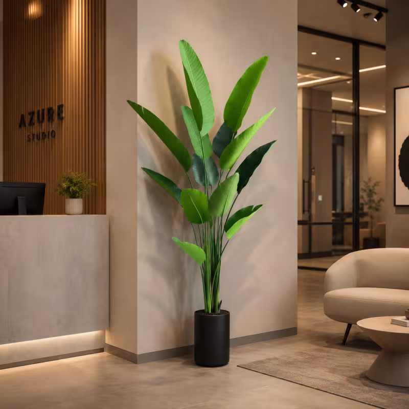 Previzualizare 3: Planta Artificiala Tip Strelitzia Nicolai(Pasarea Paradisului), 180 cm, 13 frunze, Verde