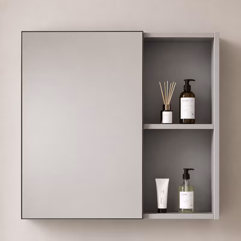 Previzualizare 3: Set Mobilier TIVOLI pentru Baie , Dulap Lavoar+Dulap Oglinda 60cm, 2 Piese, Gri si Alb