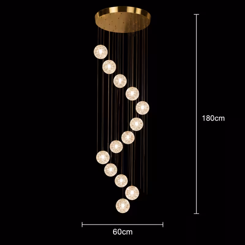 Previzualizare 4: Candelabru Cristal MILLE, 13xG9 , Diametru 60cm x Inaltime 180cm, Cristal si Metal, Auriu