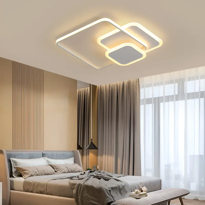 Lustra LED cu telecomanda ANEMONA 75W, 3 Patrate, lumina Rece/Calda/Neutra, Dimabila, Alb