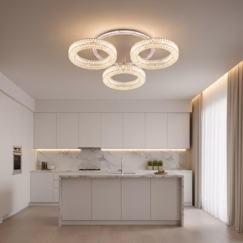 Previzualizare 4: Lustra LED RONDA Nobile cu telecomanda 46W, 3 Cercuri, lumina Rece/Calda/Neutra, Dimabila, Alb