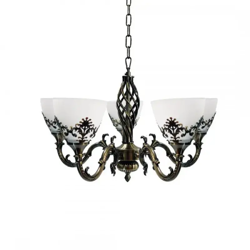 Previzualizare 3: Lustra Rustic COTTAGE, 5XE27, Bronz Antichizat, Metal si Sticla