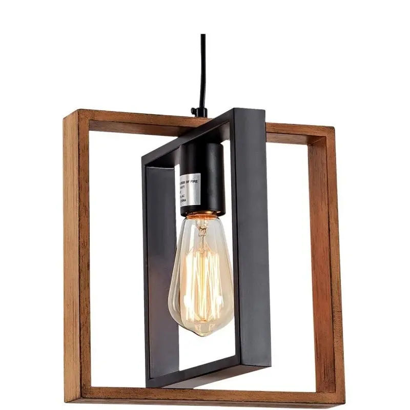 Previzualizare 2: Lustra Vintage LV560/1BK, 1xE27, Rustic Barn, Lemn si Metal, Negru