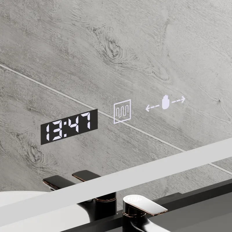 Previzualizare 2: Oglinda LED Rectangulara, 50x70cm, Verite Majeste Noir Motion Glow Marcello, Sistem Dezaburire, Ceas & Termometru, Dimabila