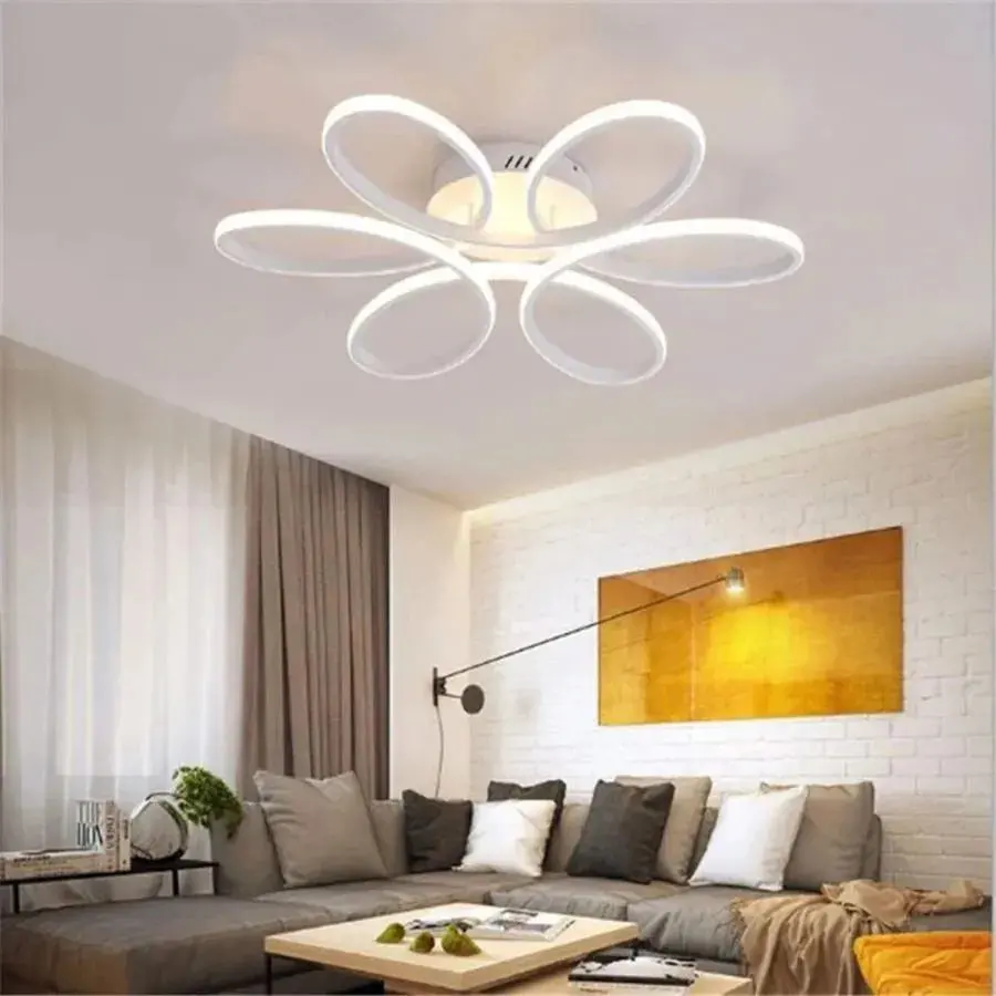Lustra LED cu telecomanda AYDA 116W, Ondulata, lumina Rece/Calda/Neutra, Dimabila, Alb