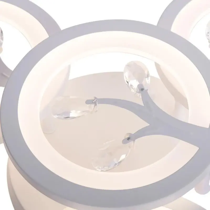 Previzualizare 2: Lustra LED cu telecomanda si cristal DAISY 53W, 4 Elemente, lumina Rece/Calda/Neutra, Dimabila, Alb