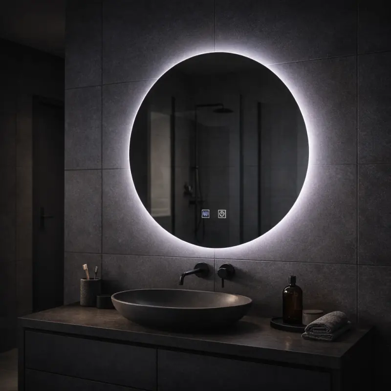 Oglinda LED Rotunda, 70cm, Isolda, Touch, Sistem Dezaburire