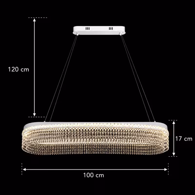 Previzualizare 4: Candelabru Cristal VOLNA Supremo, 162W, 100x30cm, Lumina Calda/Neutra/Rece, Alb, Metal si Cristal