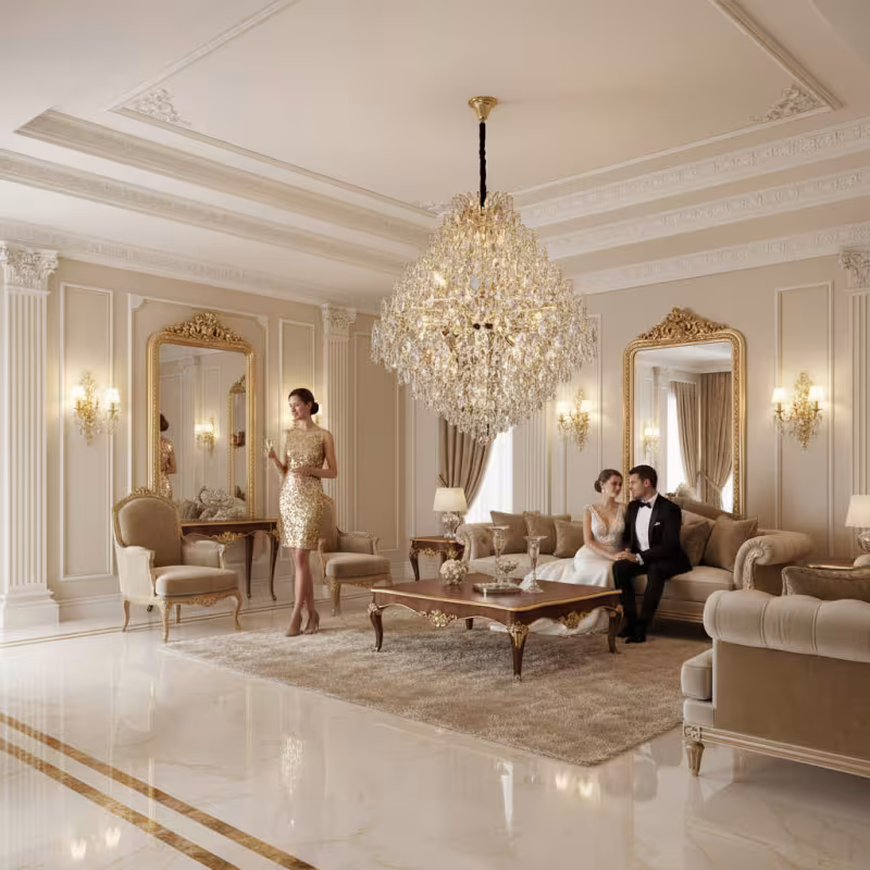 Previzualizare 4: Candelabru Cristal KONIG Supremo, 24xE14, D100 cm, Auriu, Inaltime Reglabila, Metal si Cristal