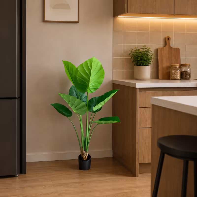 Previzualizare 2: Planta Artificiala Tip Strelitzia, 130 cm, 9 frunze, Verde