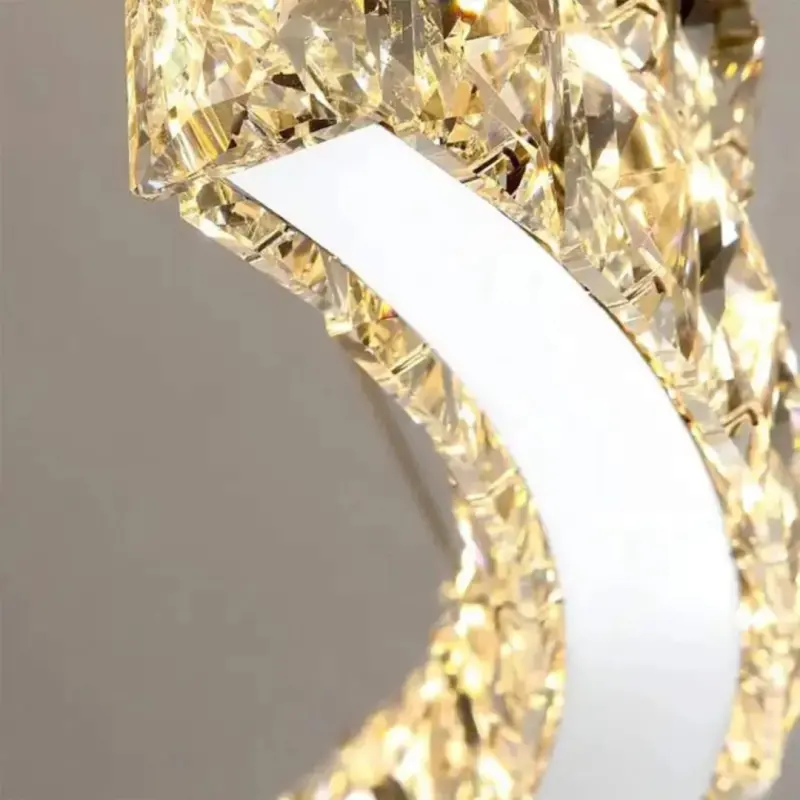 Previzualizare 3: Lustra LED suspendata cu telecomanda si cristal MIA Yonca, 34W, 1 Cerc, lumina Rece/Calda/Neutra, Dimabila, Crom Lucios