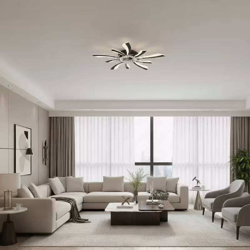 Previzualizare 2: Lustra LED Ventilator VIRTULA cu Telecomanda, 29W, D77cm, Lumina Rece/Neutra/Calda, Metal si Plastic, Negru