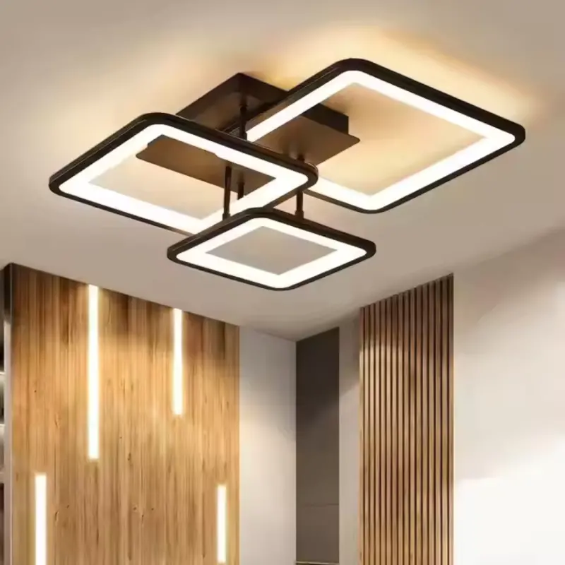 Previzualizare 4: Lustra LED cu telecomanda ZOE 46W, 3 Patrate, lumina Rece/Calda/Neutra, Dimabila, Negru