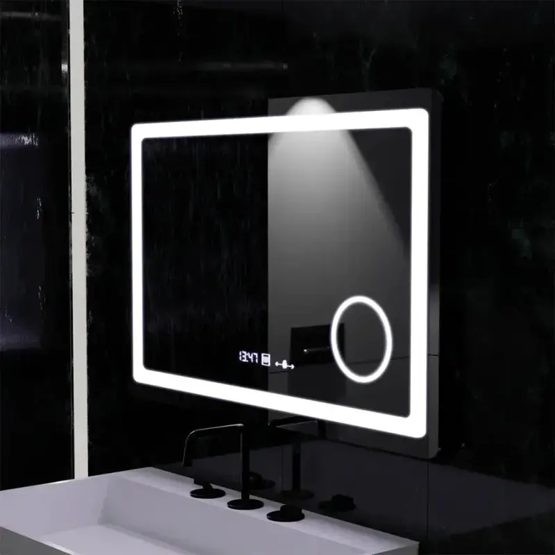 Previzualizare 4: Oglinda LED Rectangulara, 90x60cm, Souverain MotionGlow Marcello, Sistem Dezaburire, Ceas & Termometru, Lupa Cosmetica, Dimabila