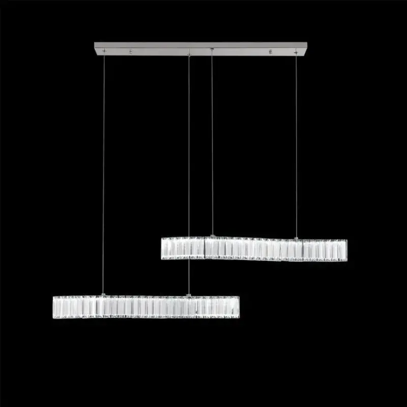 Previzualizare 2: Lustra LED suspendata cu telecomanda si cristal MERVE 24W, lumina Rece/Calda/Neutra, Dimabila, Crom Lucios, Inaltime Reglabila