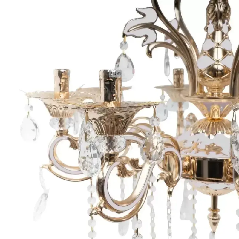 Previzualizare 2: Candelabru Ludovico, 8xE14, Auriu, Metal si Cristal