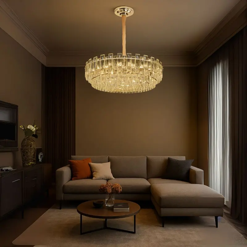 Previzualizare 3: Candelabru Cristal FONTAINEBLEAU Supremo, 15x E14, Diametru 75cm, Auriu, Inaltime Reglabila