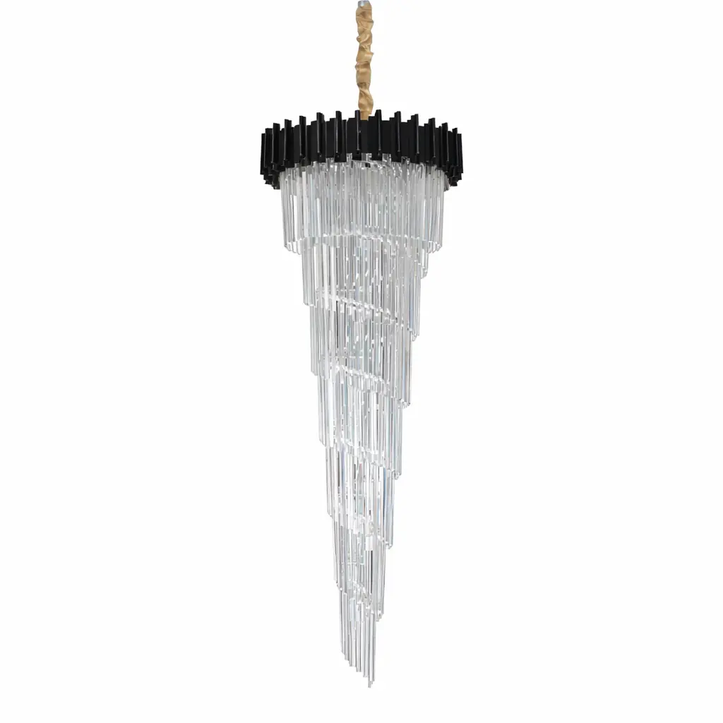 Candelabru Cristal CC110/600x1800BK , 28xE14, Diametru 60cm, Inaltime 180cm, Negru, Inaltime Reglabila, Design Elegant