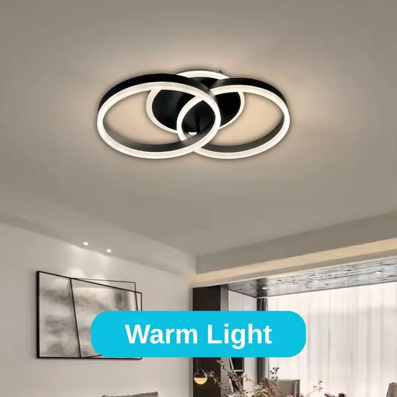 Previzualizare 4: Lustra LED cu telecomanda RIGA LILITH 34W, 2 Cercuri, lumina Rece/Calda/Neutra, Dimabila, Negru